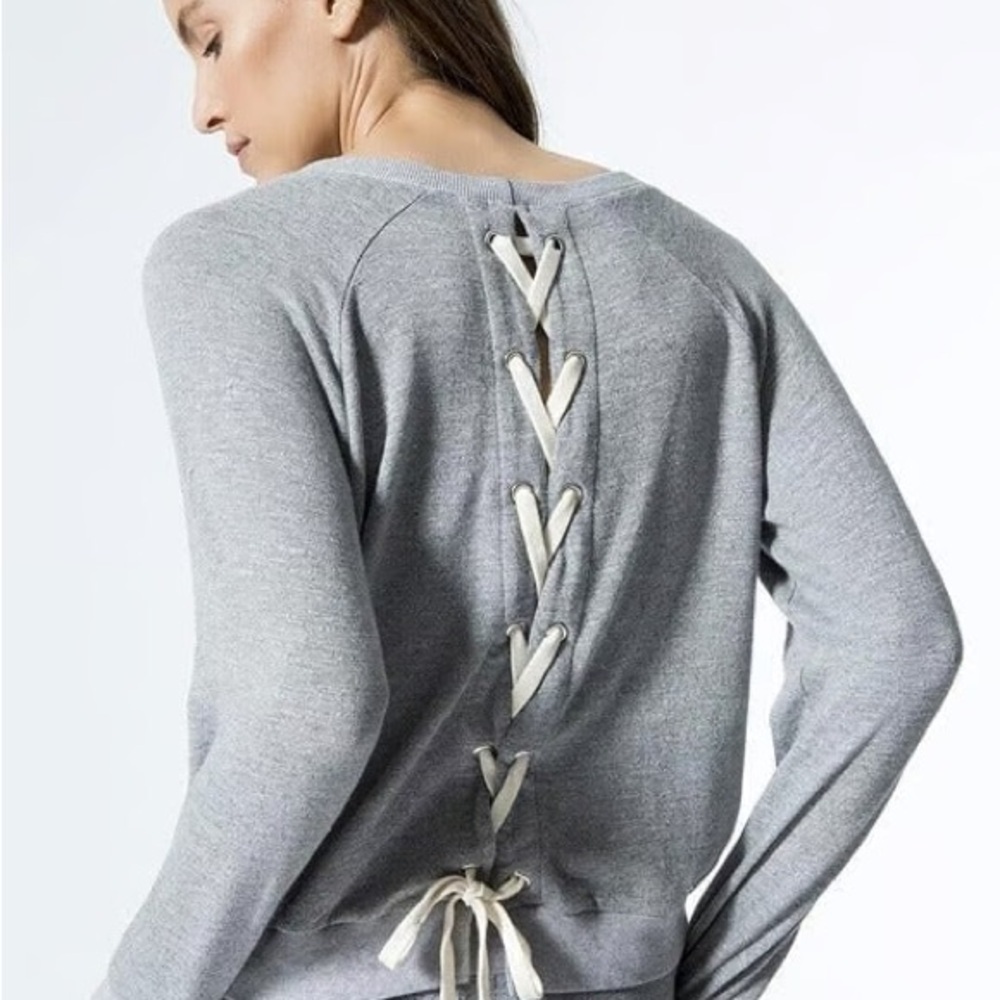 Gray Monrow Women's Sweatshirt with Lace Up Back - size Small